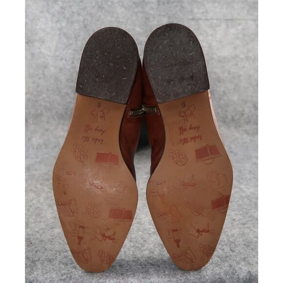 John Fluevog Boots Womens 6 Tall Riding Picnics Brie Brown Leather Studded Toe - Picture 8 of 16